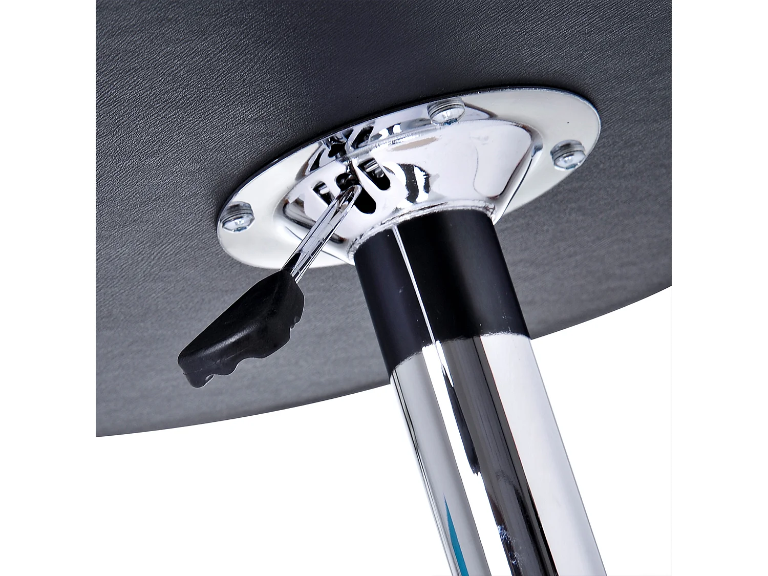 Tavolino da bar cromato regolabile con sistema lift up in pvc nero
