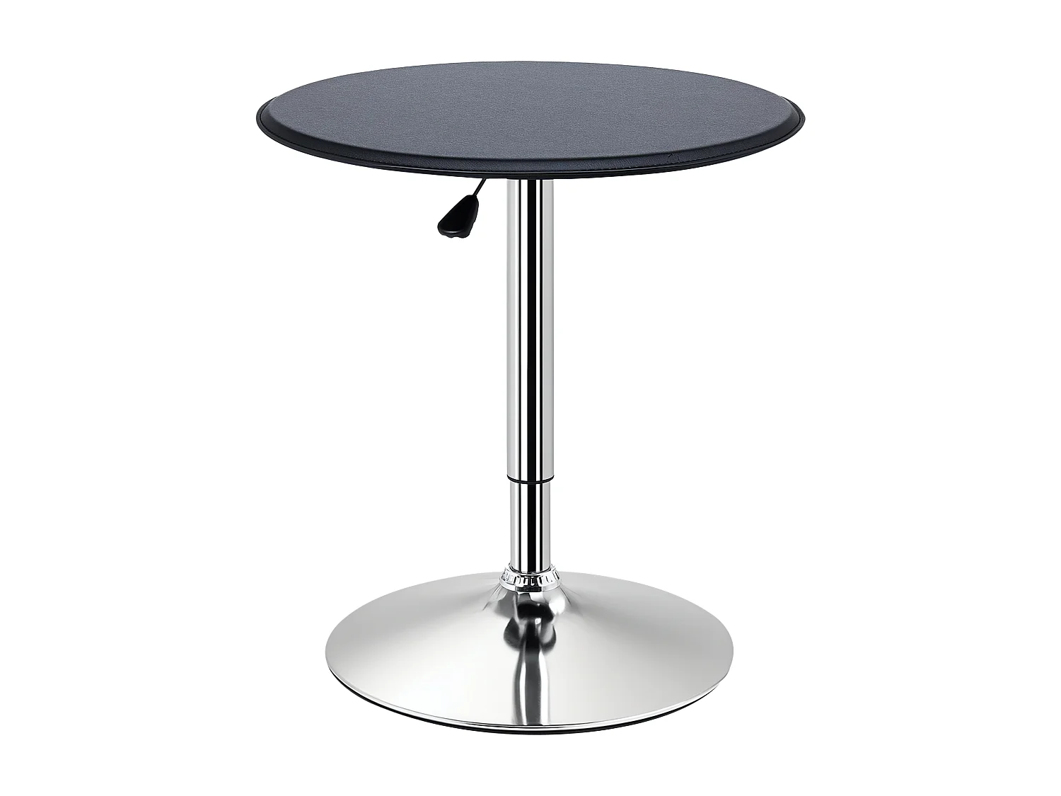 Tavolino da bar cromato regolabile con sistema lift up in pvc nero