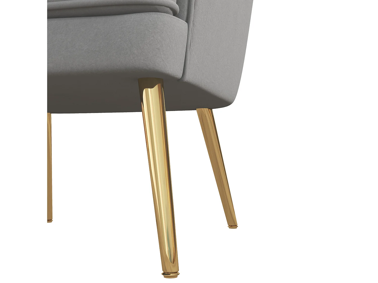 Poltrona in velluto grigio con gambe dorate in acciaio