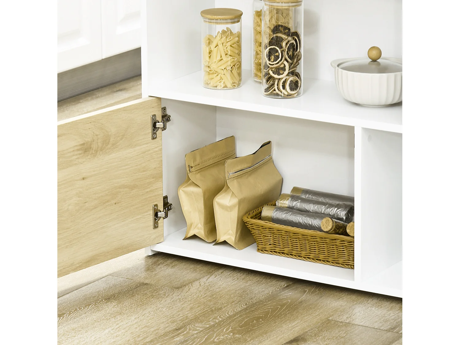 Tavolo da bar da 2 persone con 4 ripiani aperti e armadietto