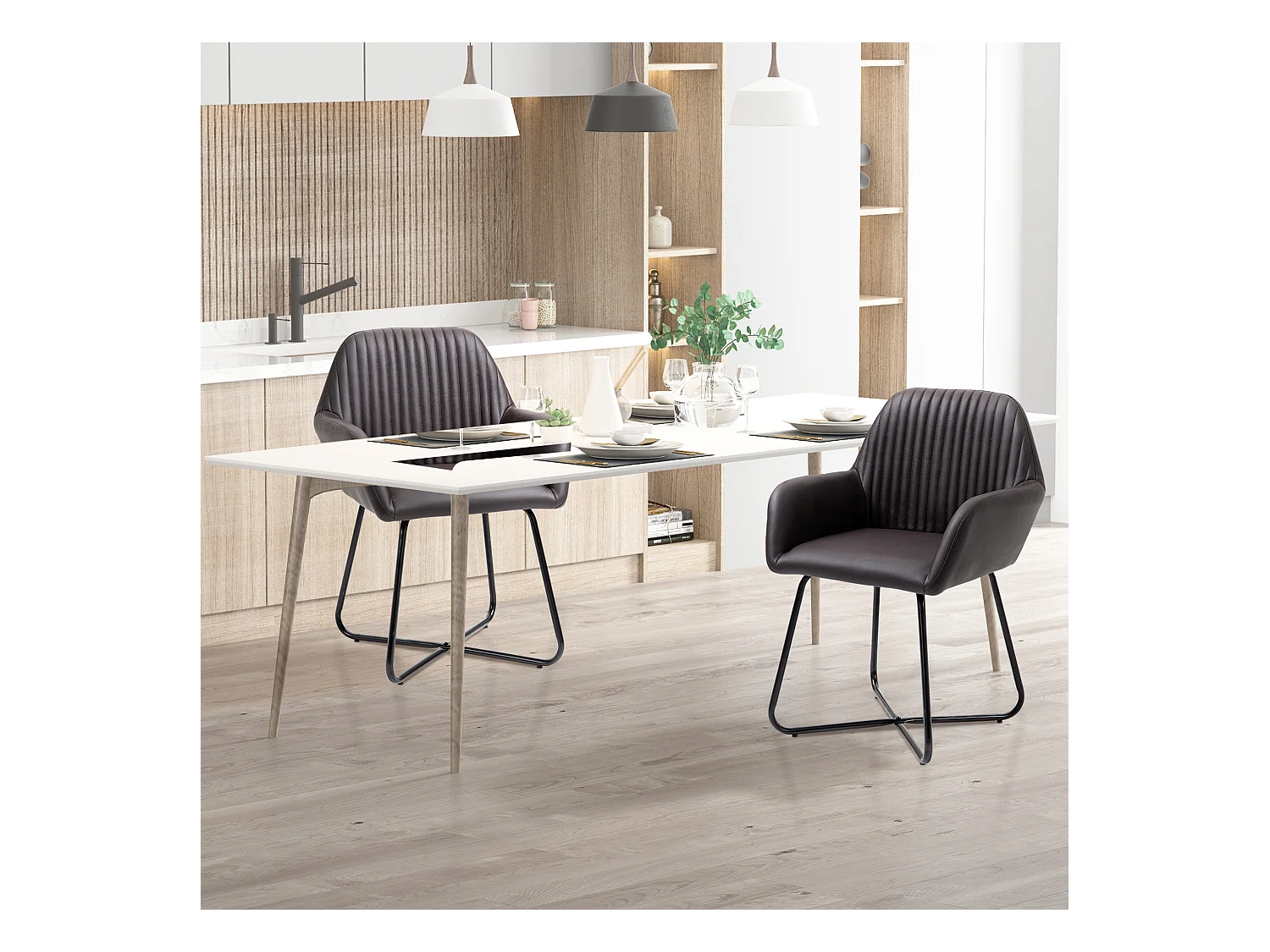 Set 2 sedie moderne sala da pranzo similpelle 60x56.5x85cm