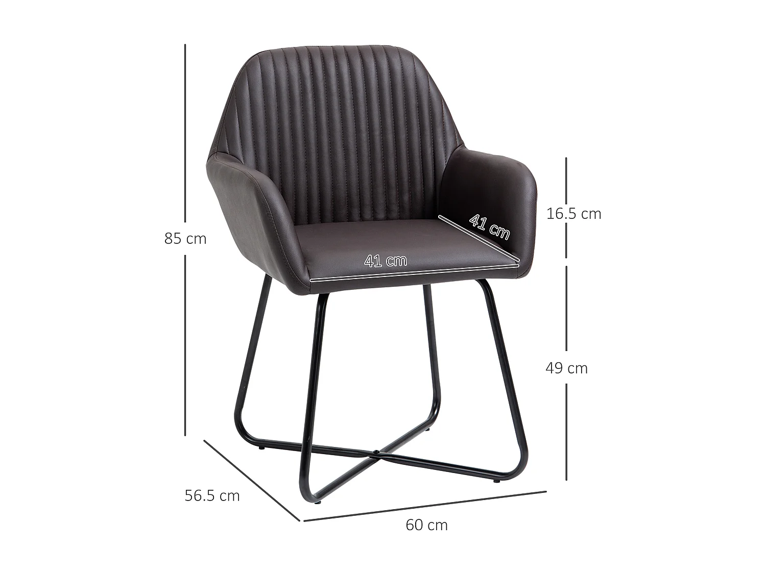 Set 2 sedie moderne sala da pranzo similpelle 60x56.5x85cm