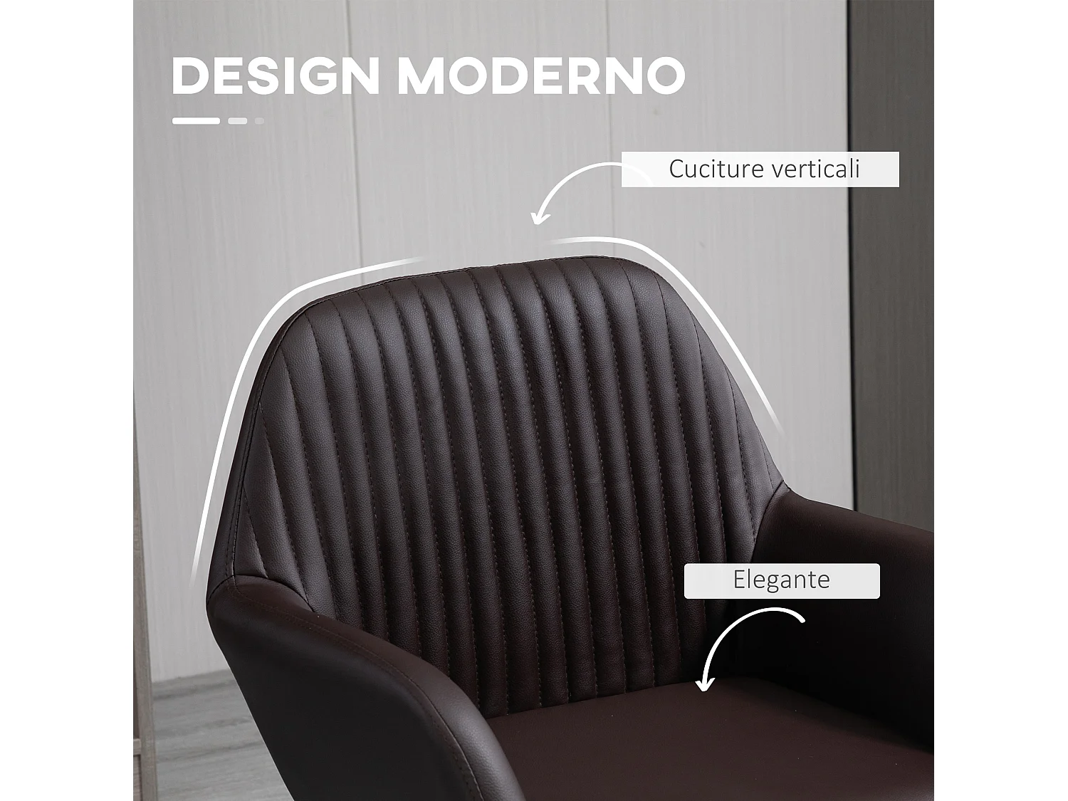 Set 2 sedie moderne sala da pranzo similpelle 60x56.5x85cm