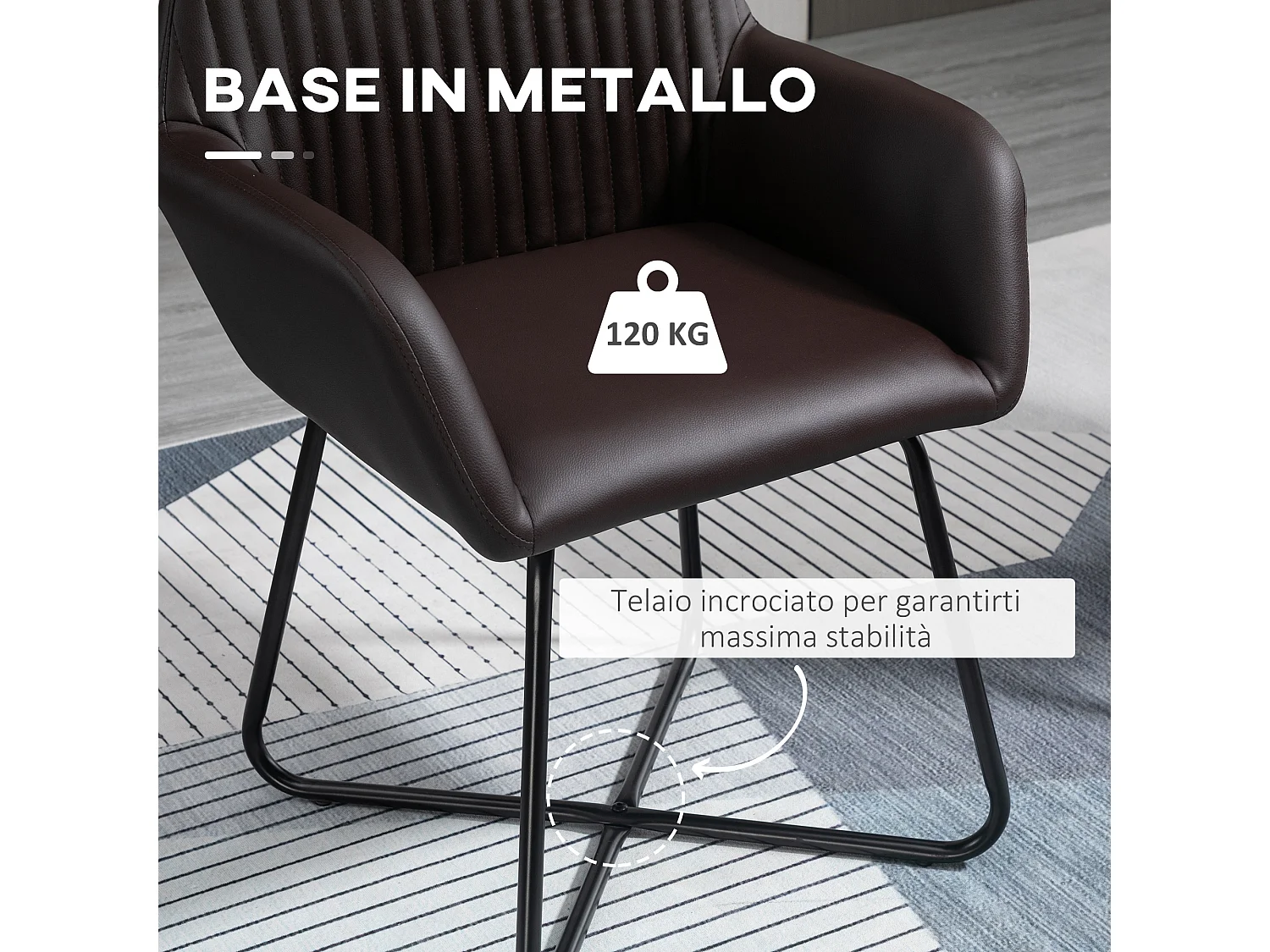 Set 2 sedie moderne sala da pranzo similpelle 60x56.5x85cm