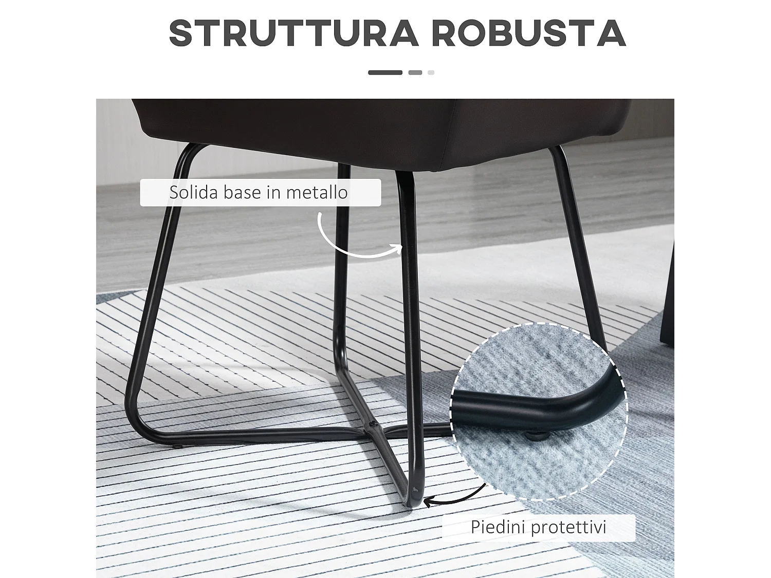 Set 2 sedie moderne sala da pranzo similpelle 60x56.5x85cm