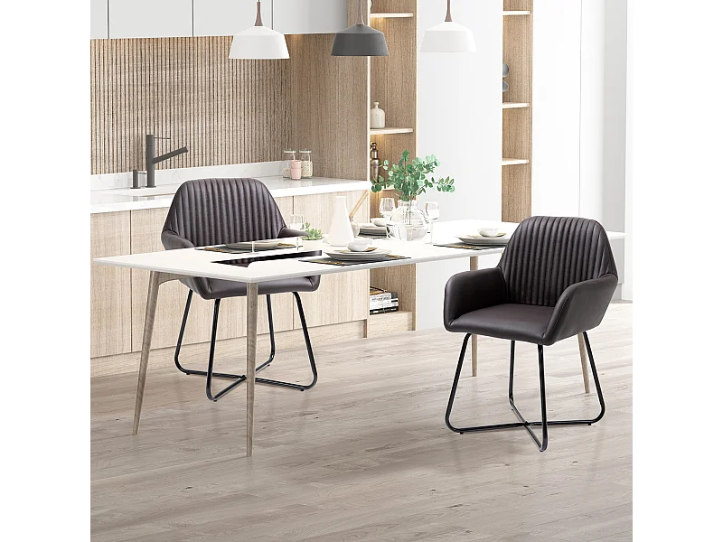 Set 2 sedie moderne sala da pranzo similpelle 60x56.5x85cm