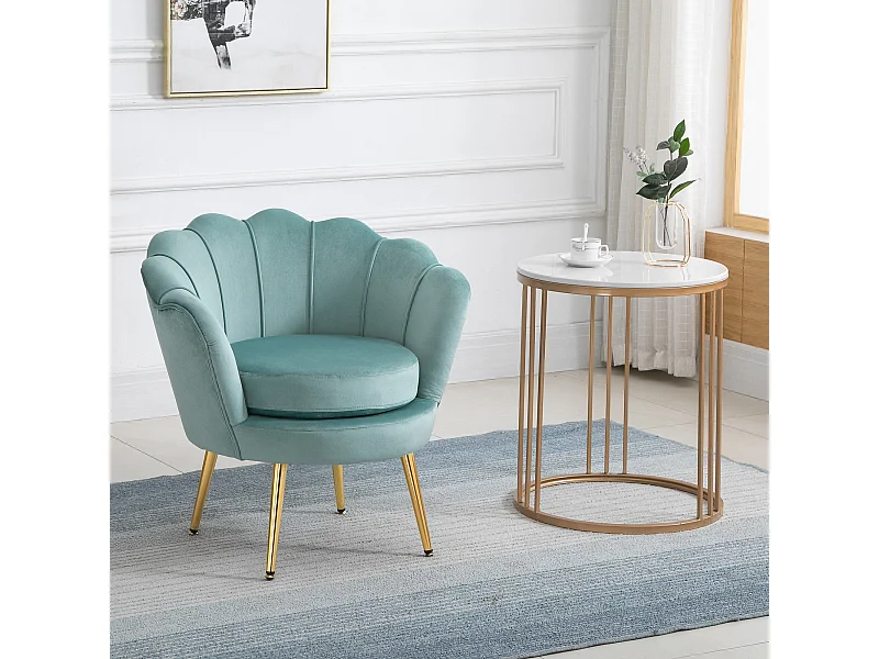 Poltroncina vintage di design da camera in velluto verde