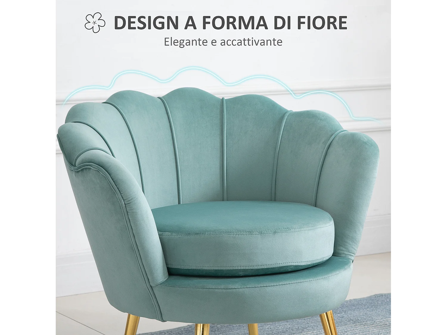 Poltroncina vintage di design da camera in velluto verde