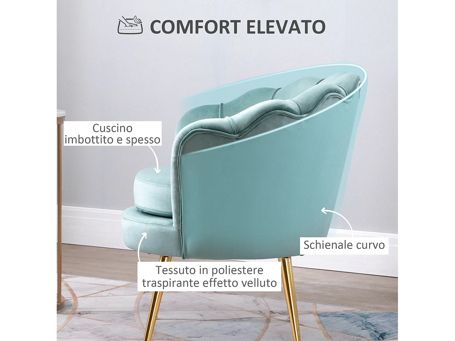 Poltroncina vintage di design da camera in velluto verde