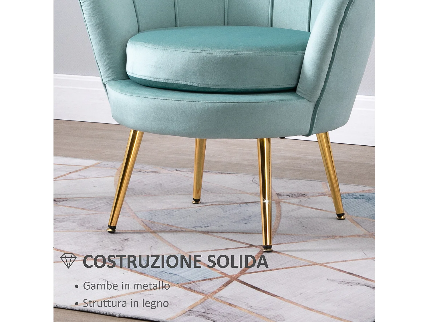 Poltroncina vintage di design da camera in velluto verde