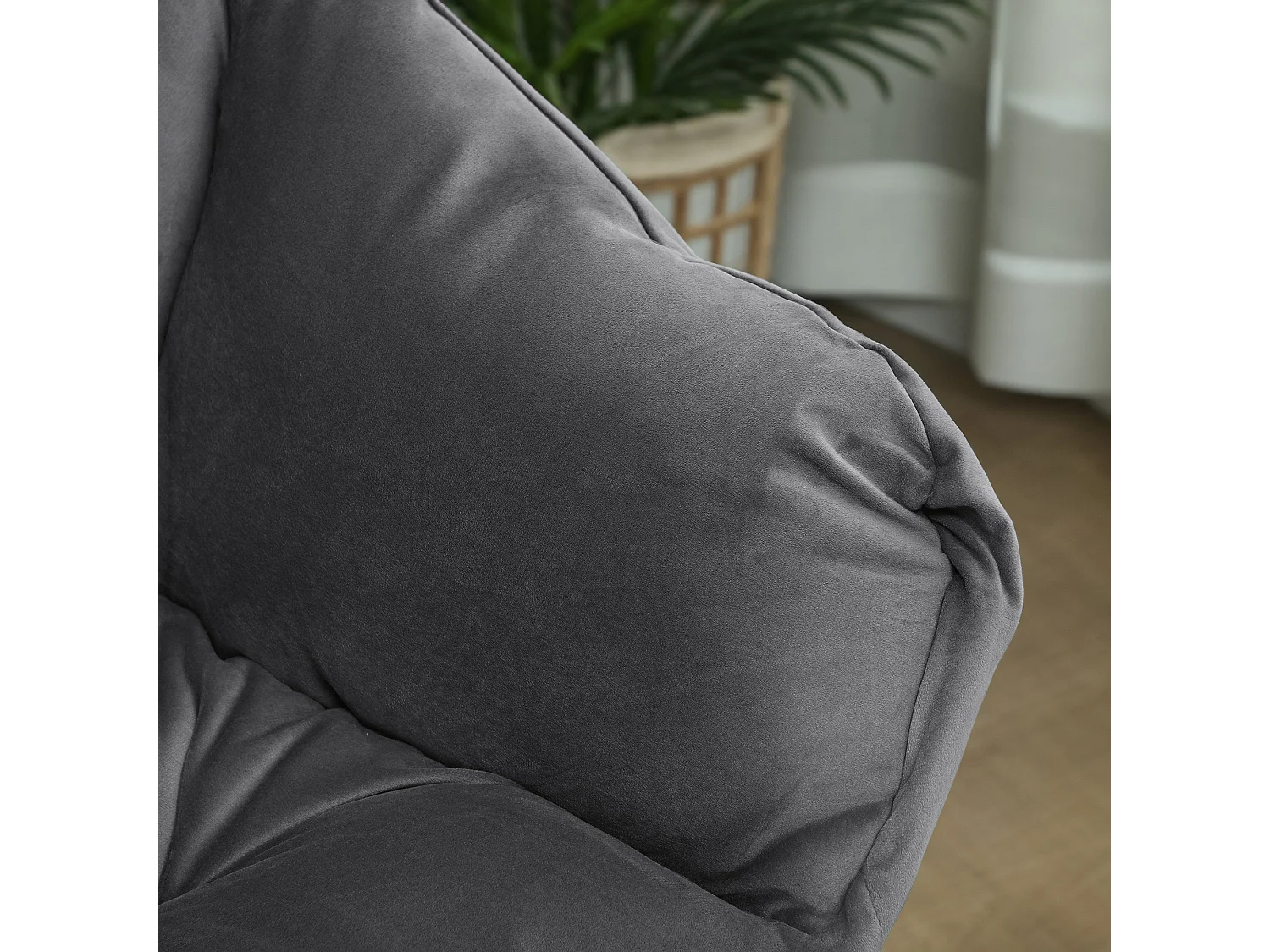 Poltrona moderna con poggiapiedi e tasche Laterali vellutata grigio