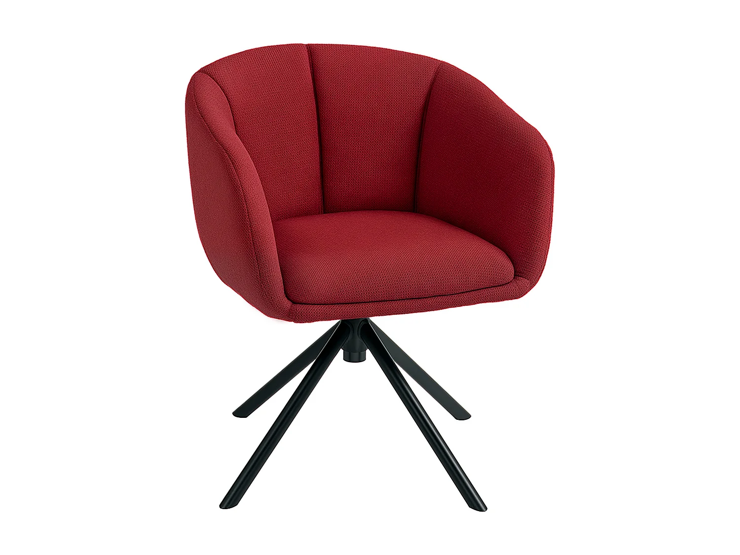 Poltrona moderna girevole con seduta imbottita tessuto bouclé rosso