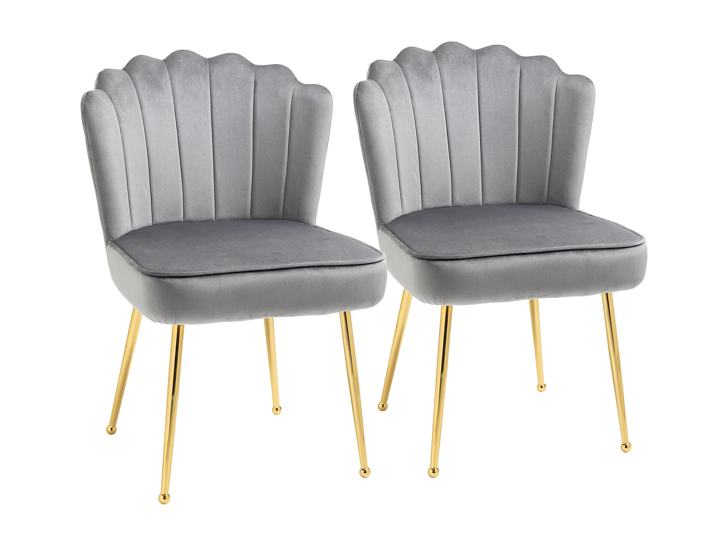 Set 2 sedie moderne e imbottite per salotto 57x58x88cm grigio