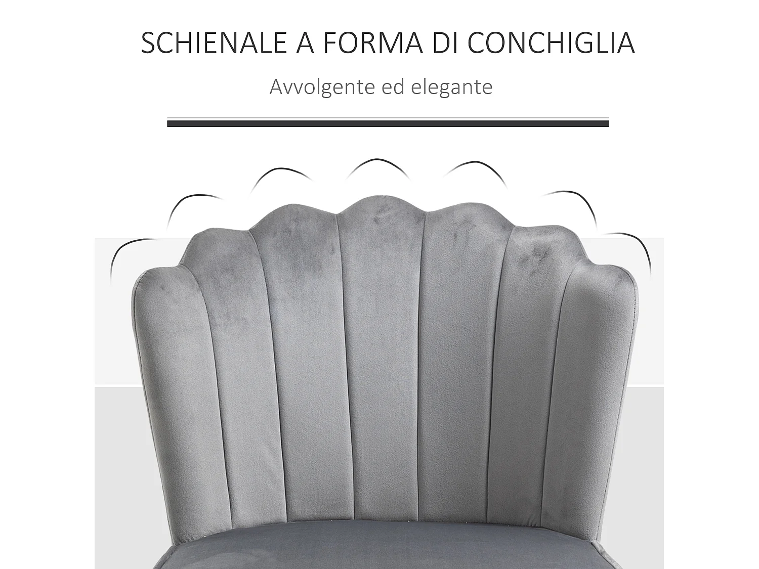 Set 2 sedie moderne e imbottite per salotto 57x58x88cm grigio