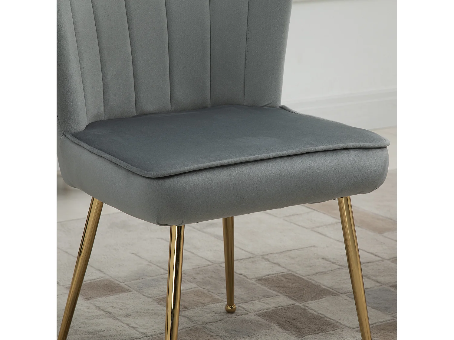 Set 2 sedie moderne e imbottite per salotto 57x58x88cm grigio