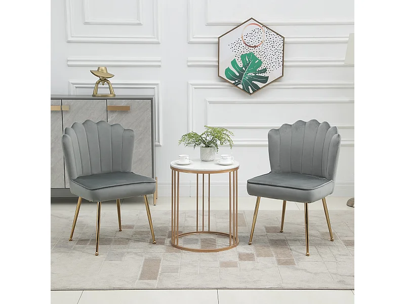 Set 2 sedie moderne e imbottite per salotto 57x58x88cm grigio