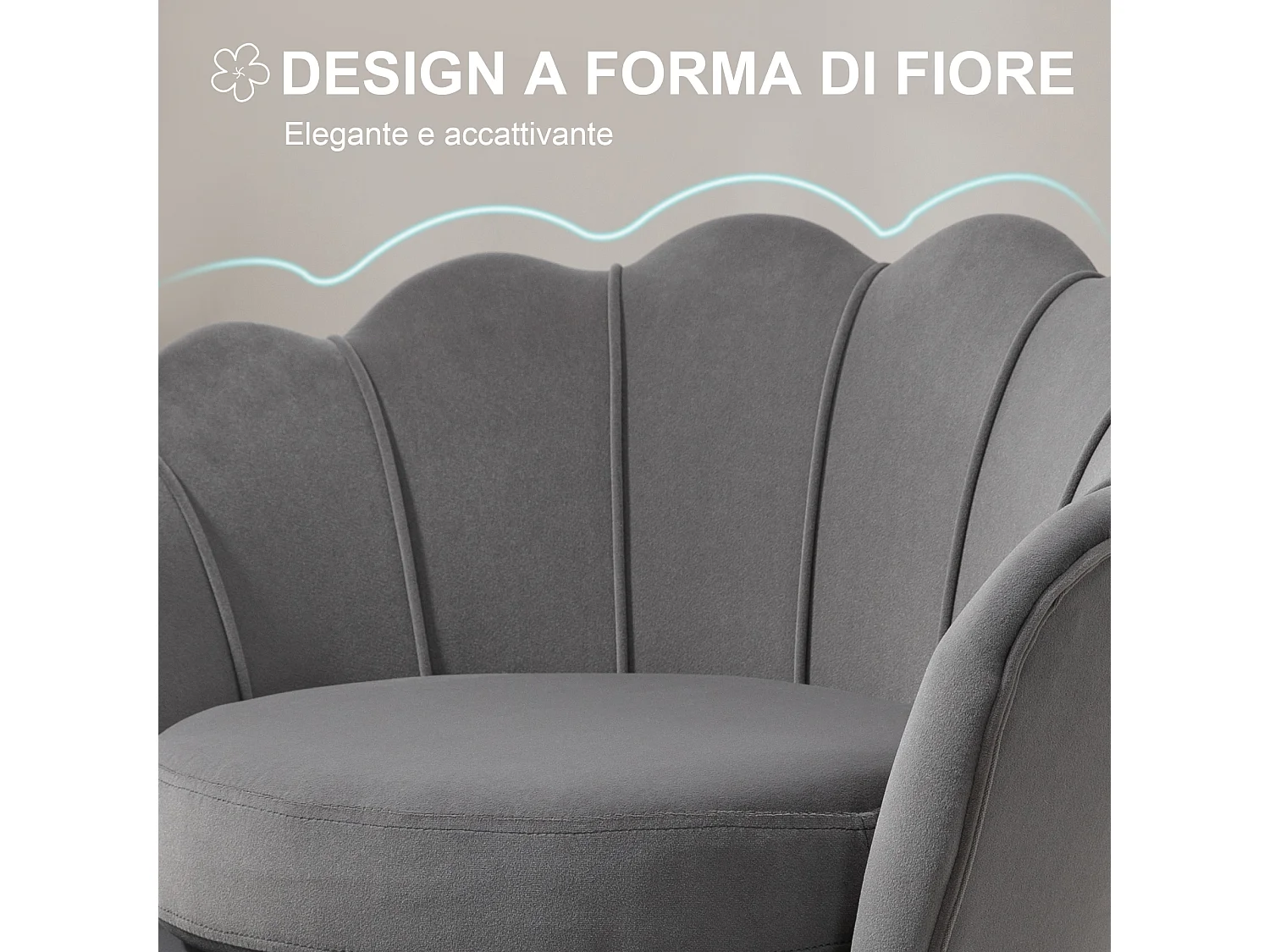 Poltroncina vintage di design da camera in velluto grigio