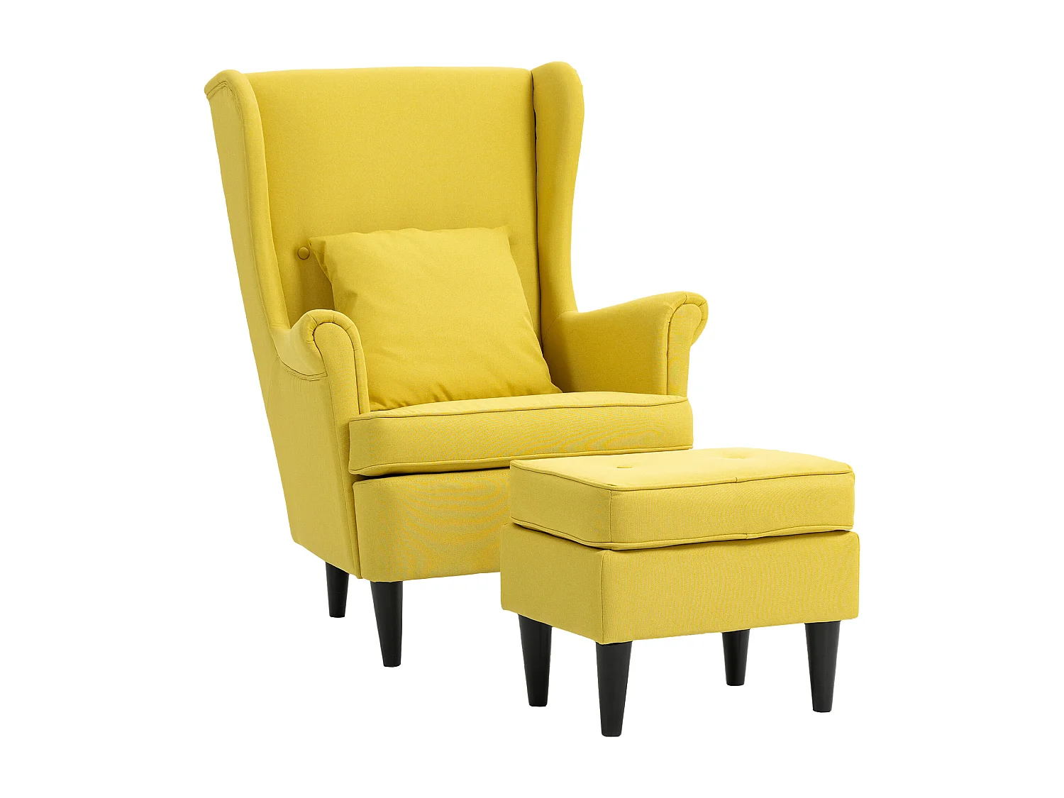 Poltrona con poggiapiedi abbinato in stile contemporaneo giallo