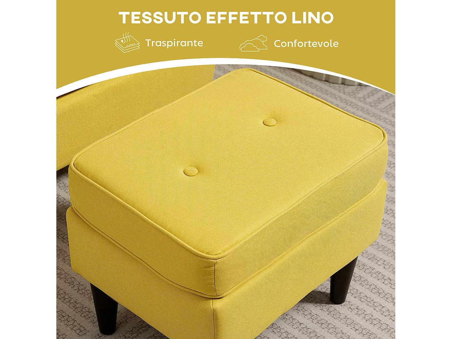 Poltrona con poggiapiedi abbinato in stile contemporaneo giallo