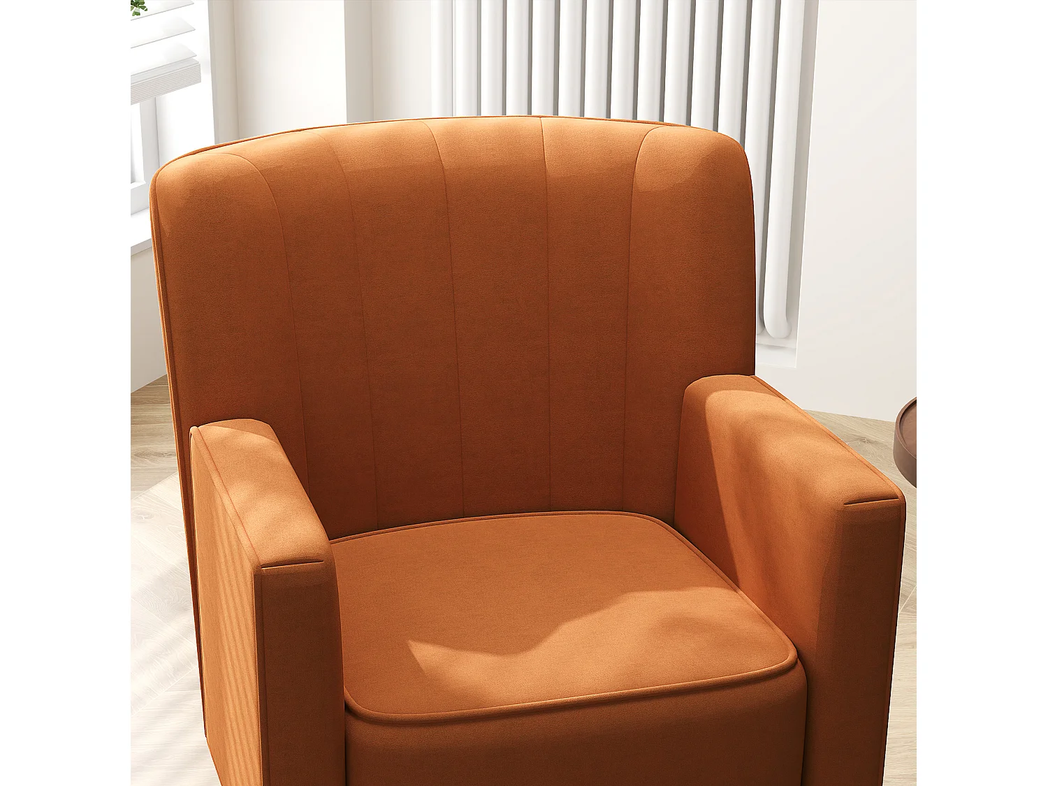 Poltrona d'arredo moderna in tessuto effetto velluto marrone