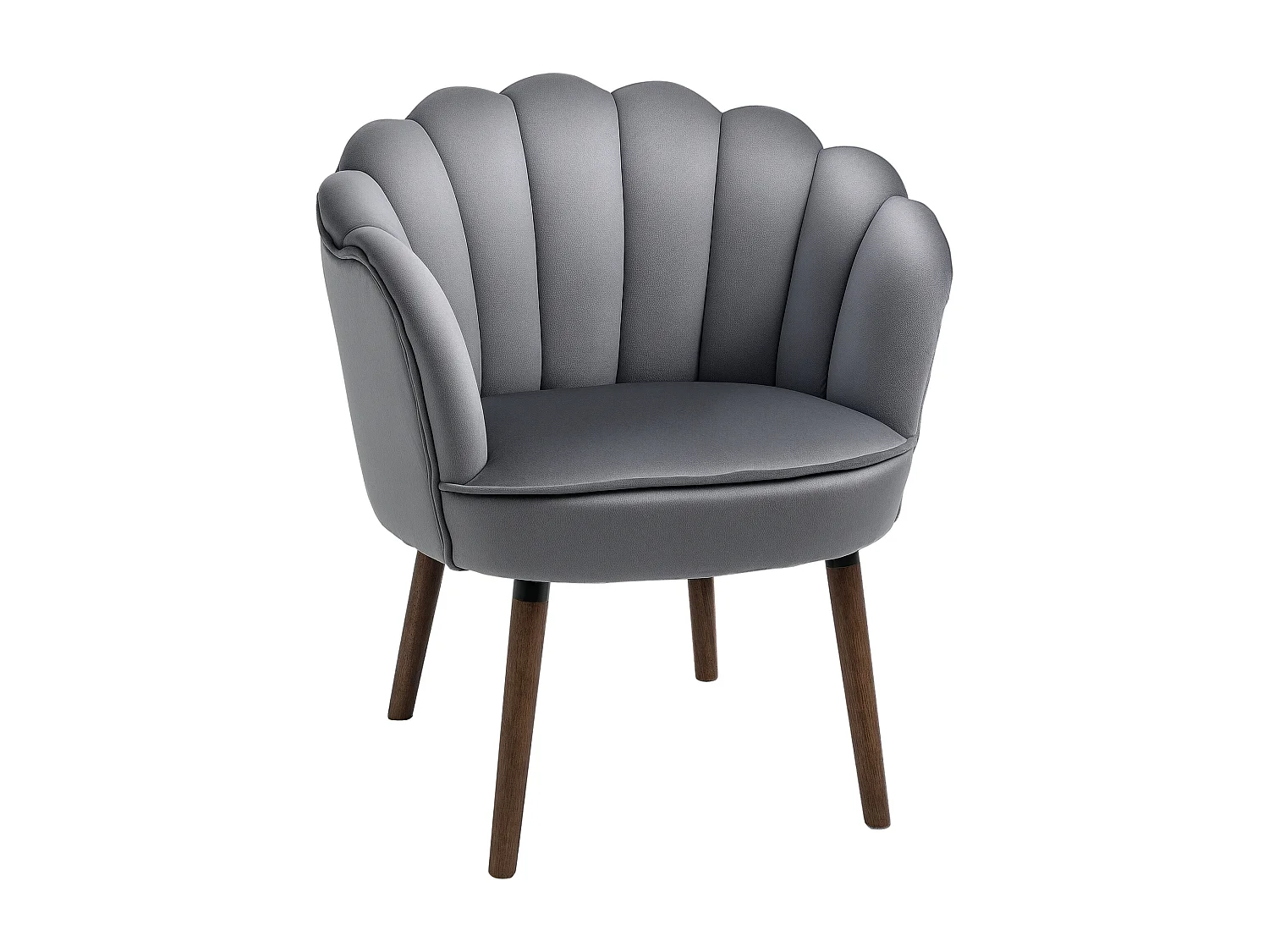 Poltrona in velluto schienale a conchiglia 66x66x78.5cm grigio