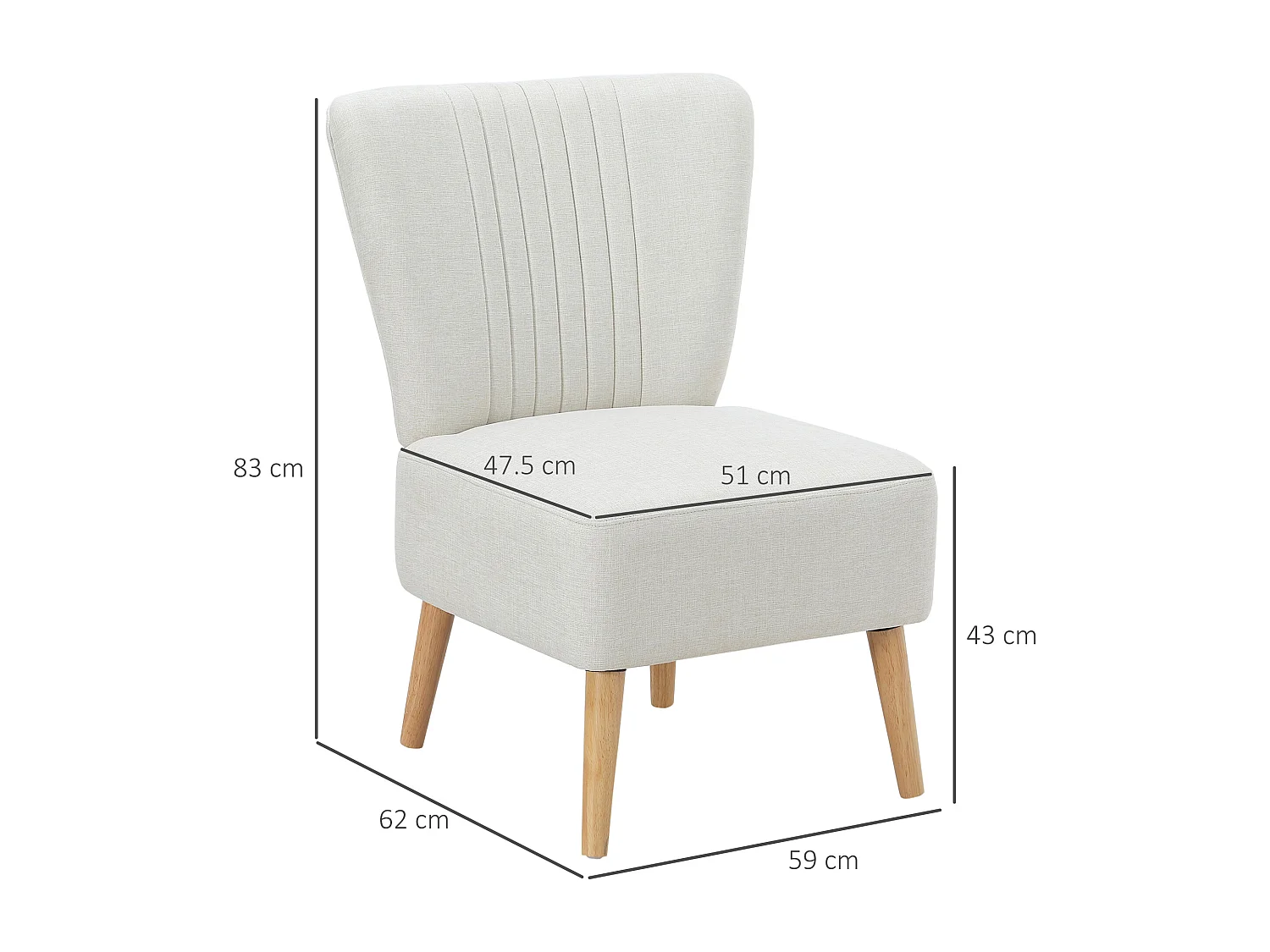 Poltrona imbottita stile nordico per camera e sala in tessuto