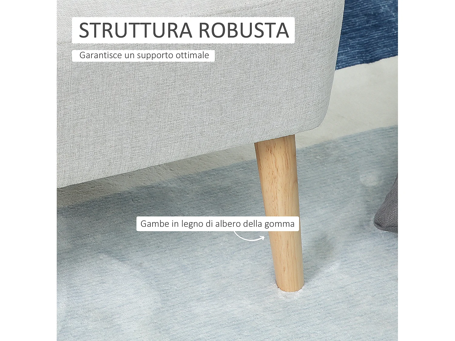 Poltrona imbottita stile nordico per camera e sala in tessuto