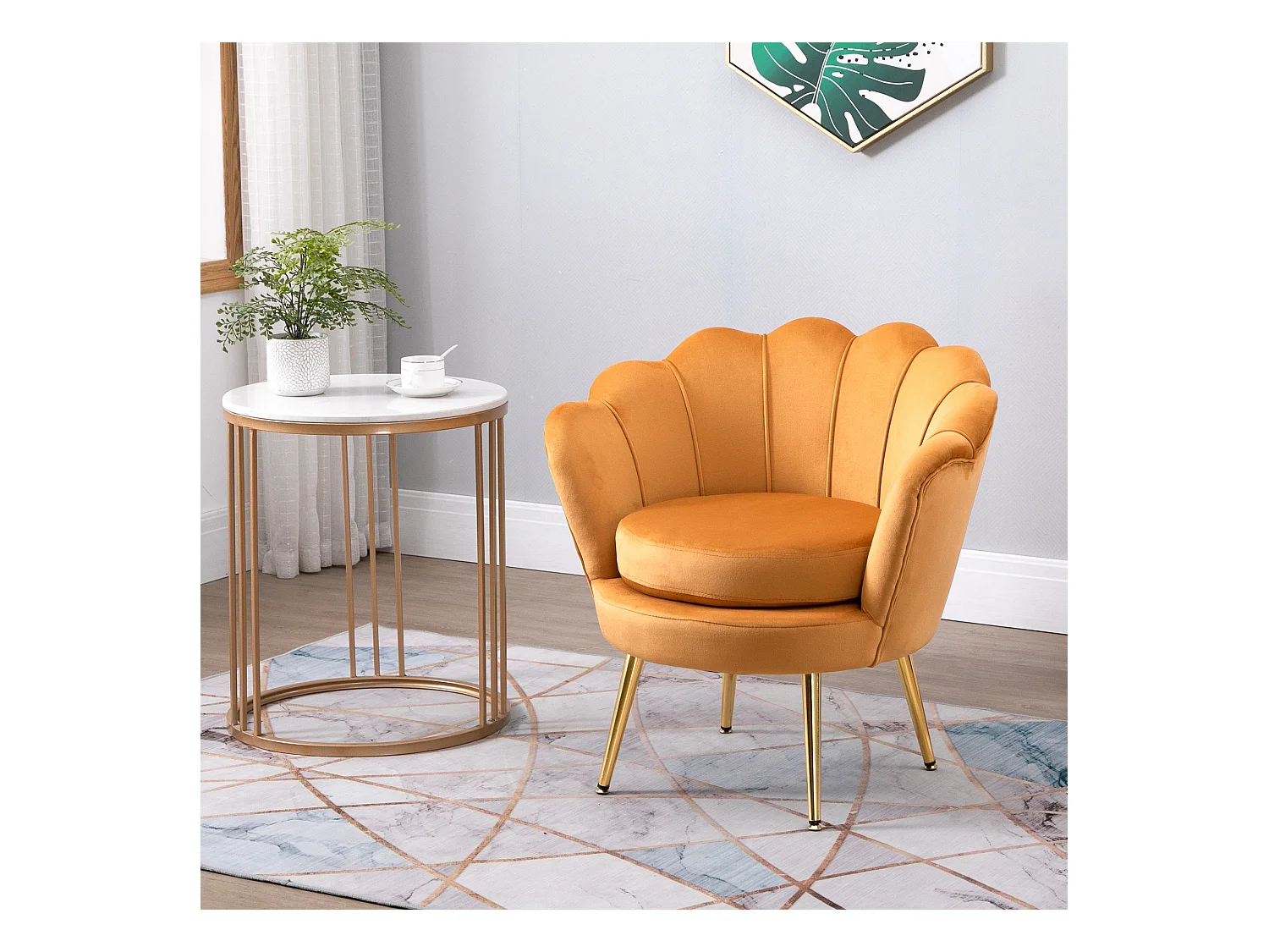 Poltroncina vintage di design da camera in velluto giallo