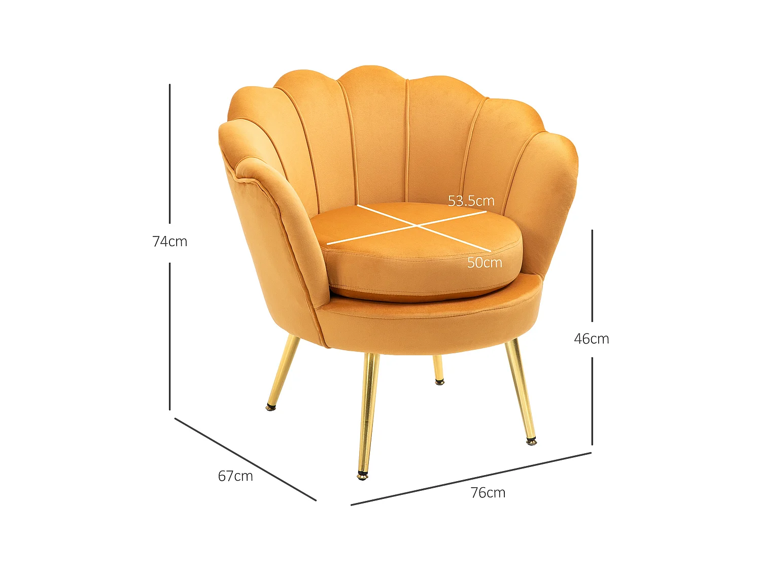 Poltroncina vintage di design da camera in velluto giallo