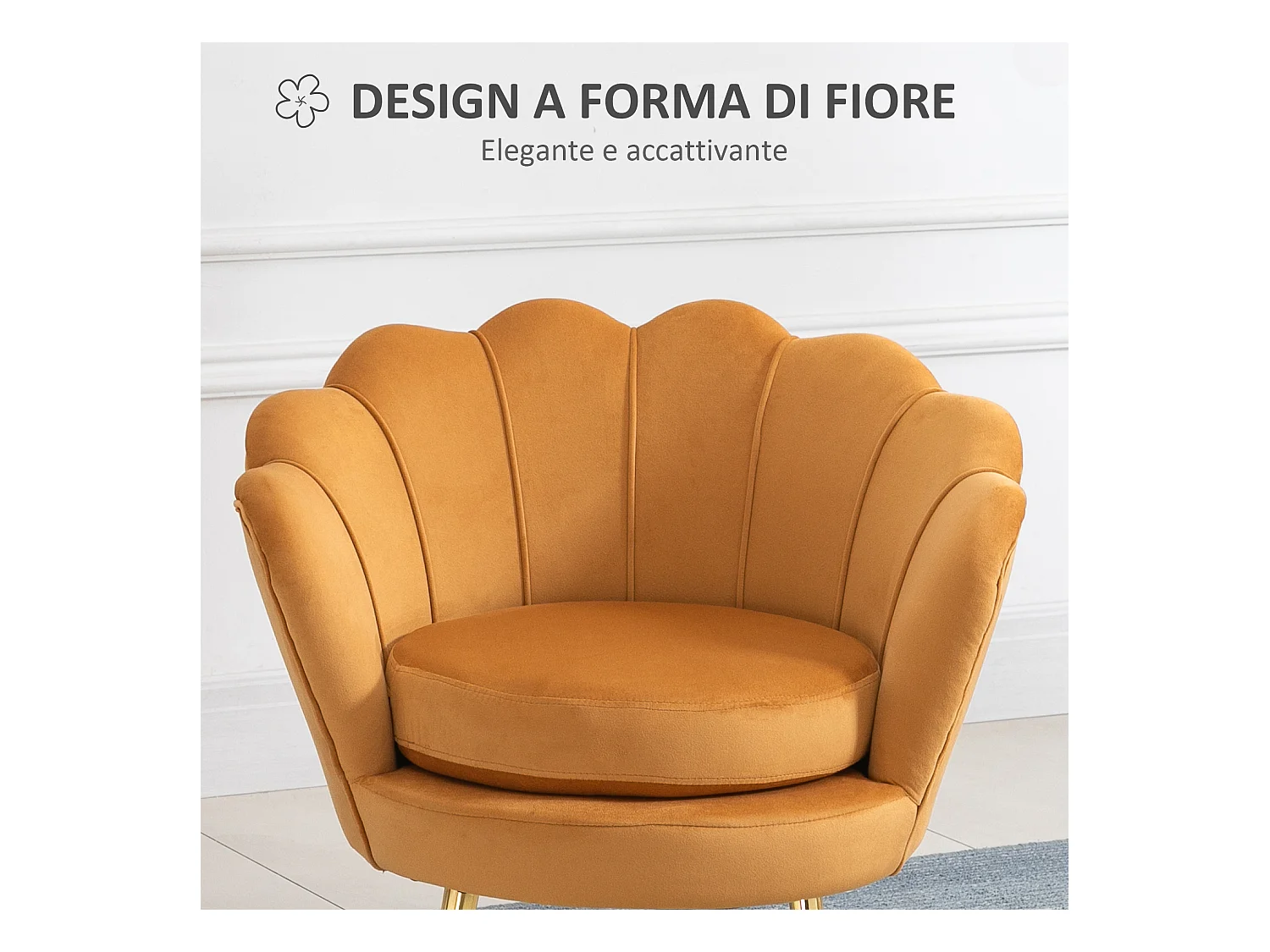 Poltroncina vintage di design da camera in velluto giallo