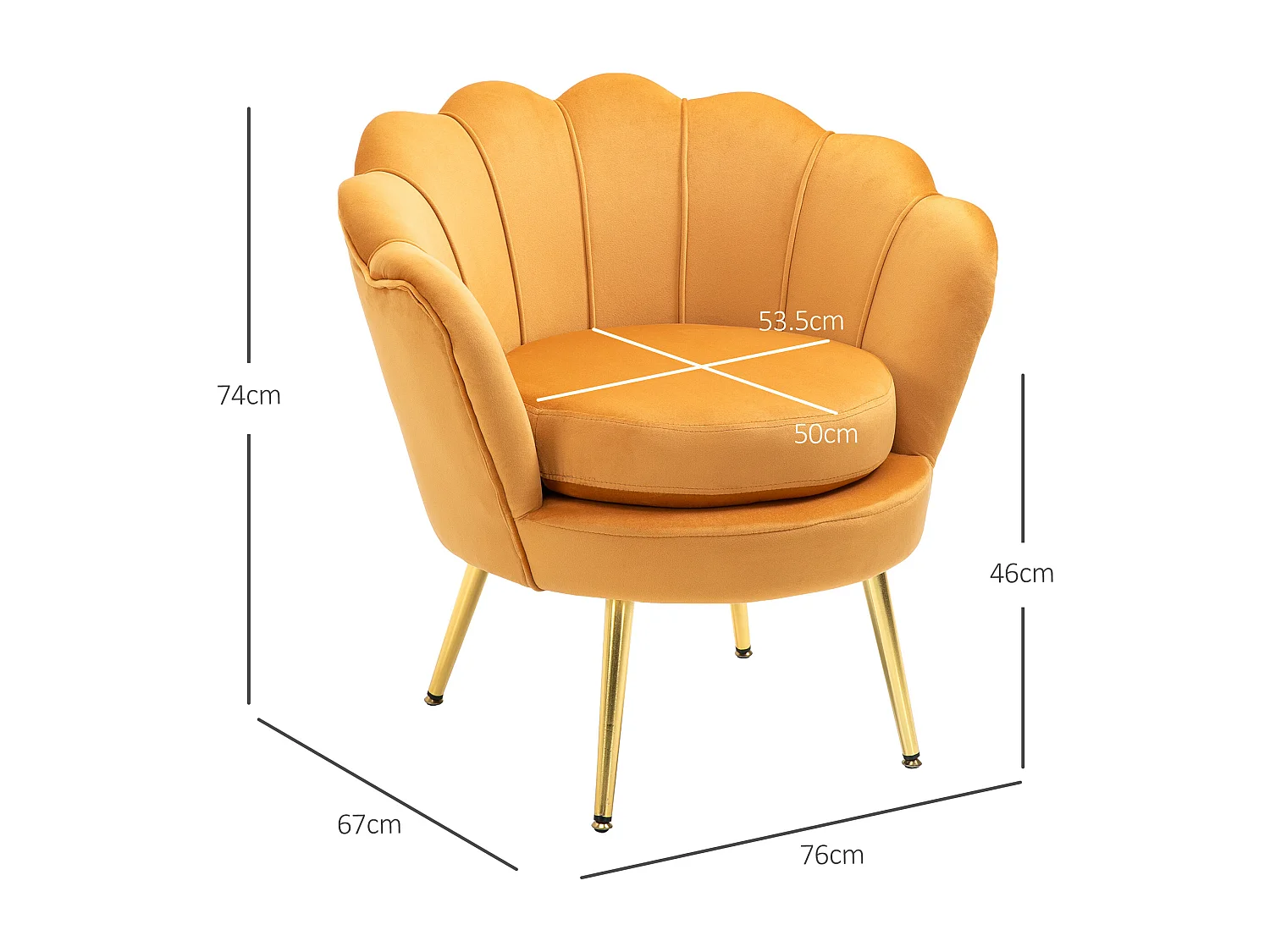 Poltroncina vintage di design da camera in velluto giallo