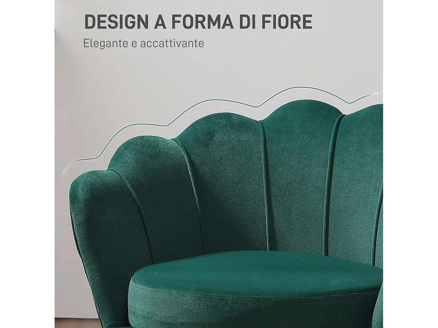 Poltroncina vintage di design da camera in velluto verde