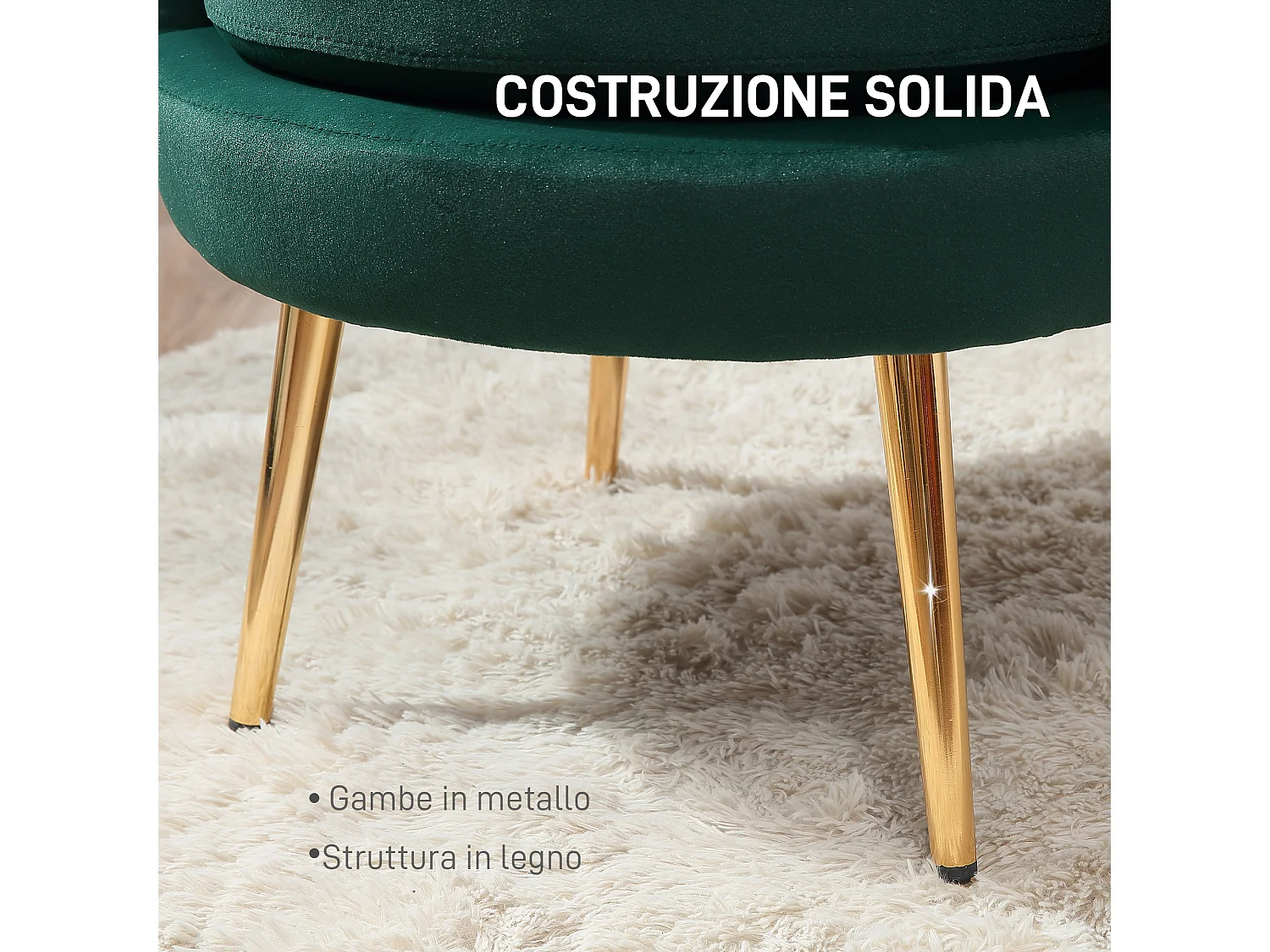 Poltroncina vintage di design da camera in velluto verde