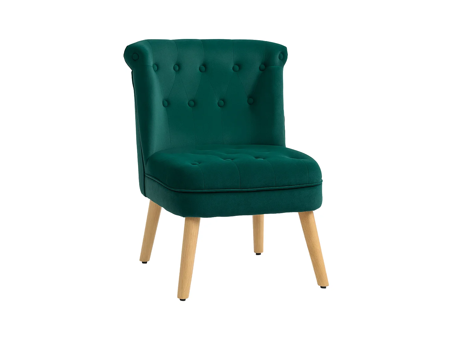 Poltrona per salotto imbottita e trapuntata a bottoni in velluto verde