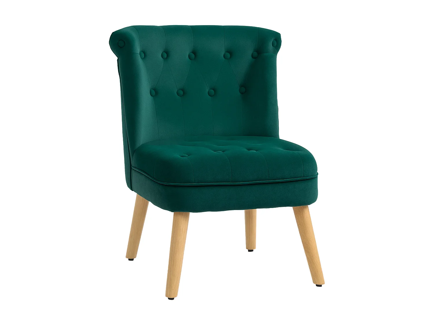 Poltrona per salotto imbottita e trapuntata a bottoni in velluto verde