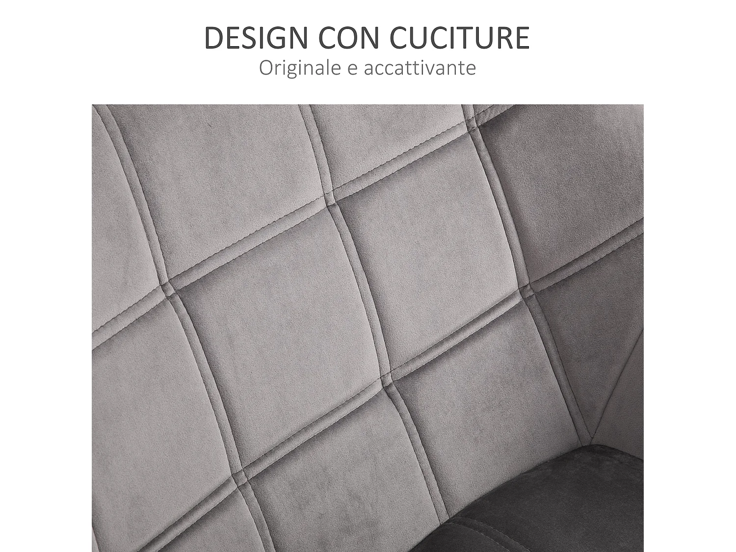 Poltroncina stile nordico in legno ed effetto velluto grigio