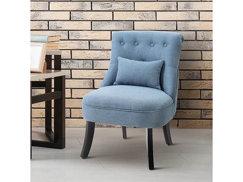 Poltrona per salotto imbottita con cuscino 52.5x69x77 cm blu