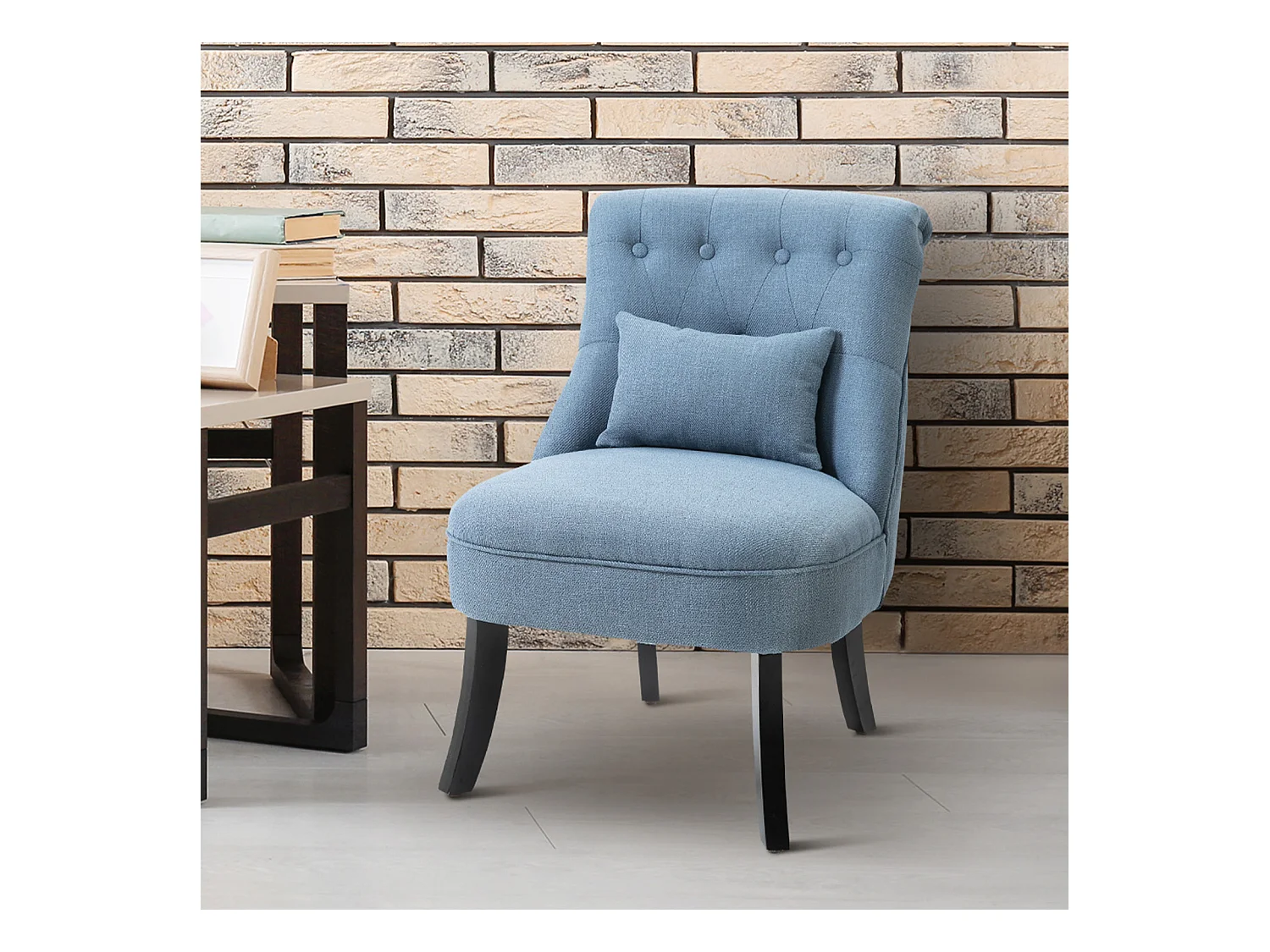 Poltrona per salotto imbottita con cuscino 52.5x69x77 cm blu