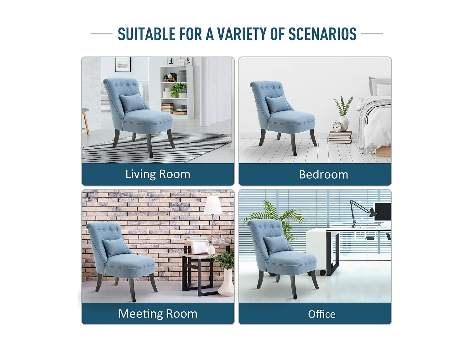 Poltrona per salotto imbottita con cuscino 52.5x69x77 cm blu