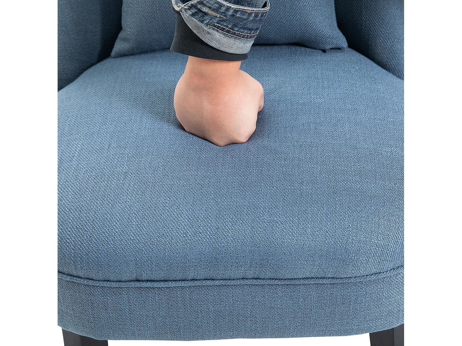 Poltrona per salotto imbottita con cuscino 52.5x69x77 cm blu