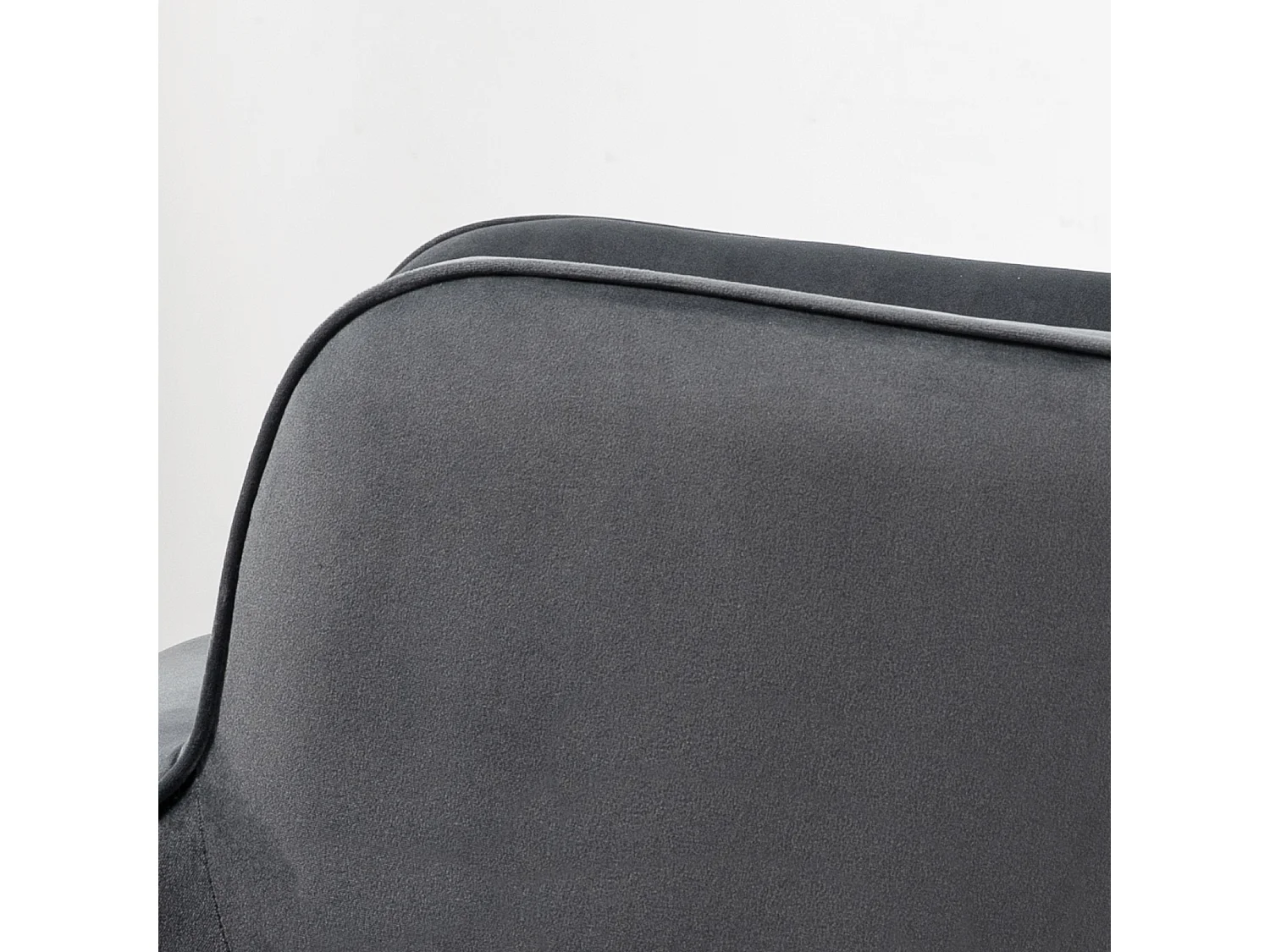 Poltrona d'arredo imbottita con braccioli e poggiapiedi grigio scuro