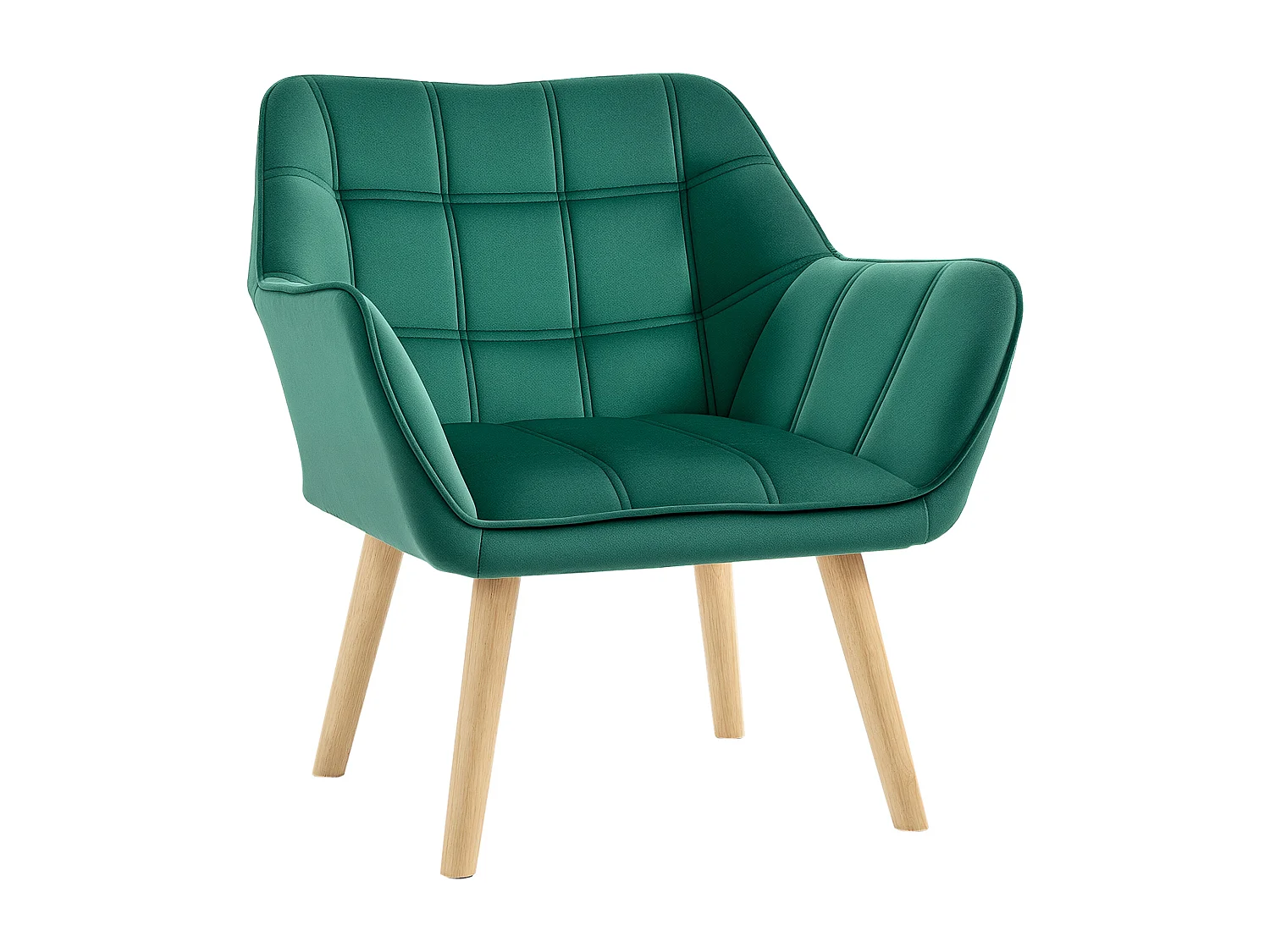 Poltroncina stile nordico in legno ed effetto velluto verde