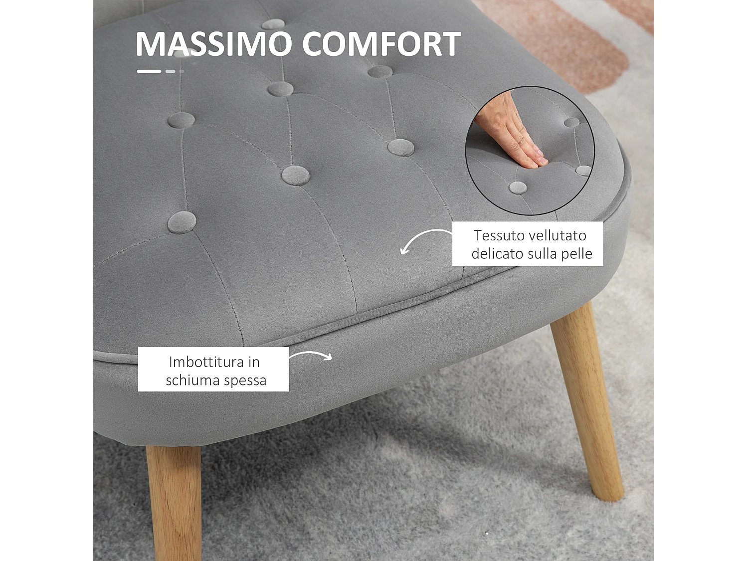 Sedia moderna per soggiorno cameretta e sala da pranzo grigia