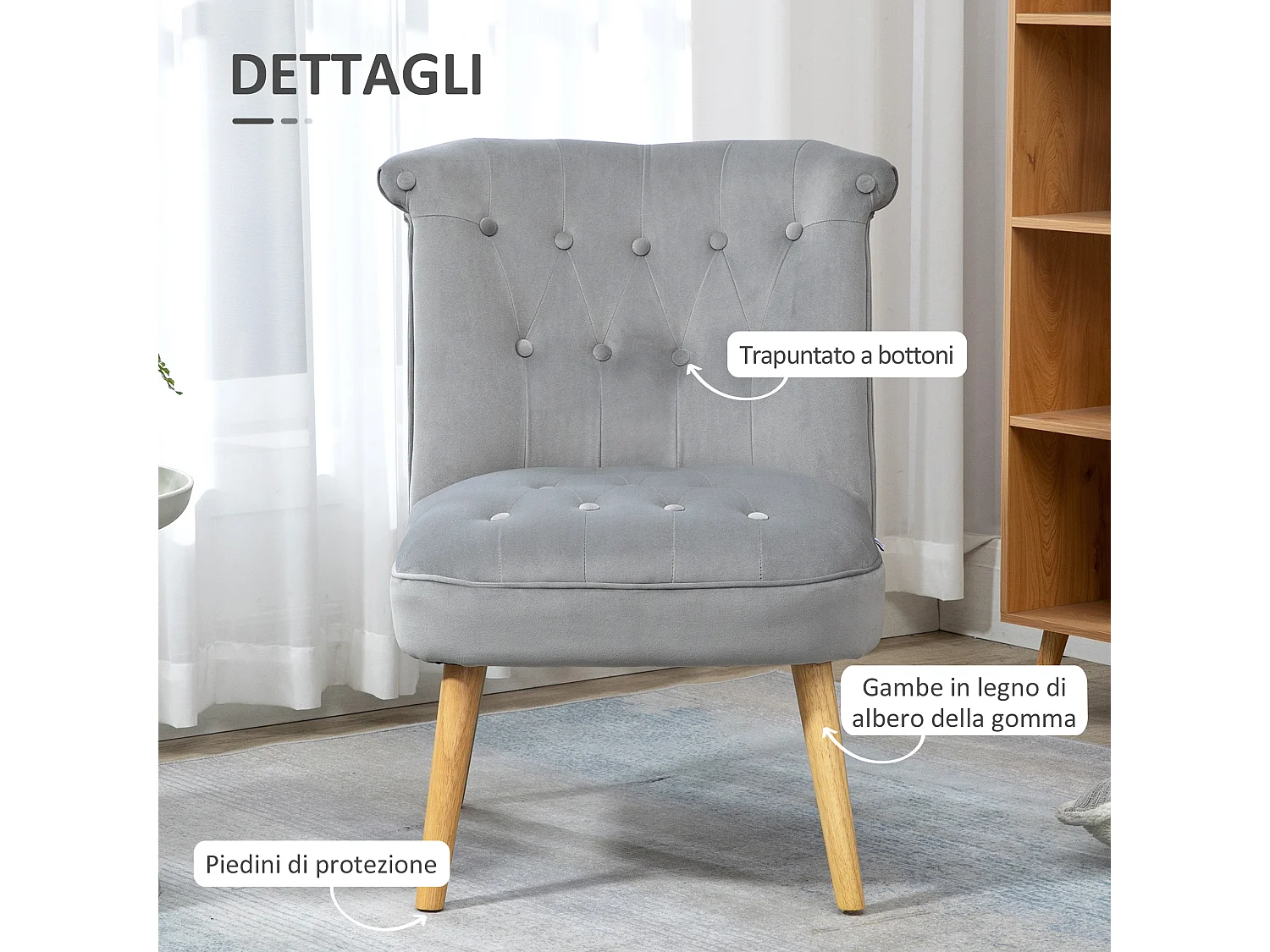 Sedia moderna per soggiorno cameretta e sala da pranzo grigia