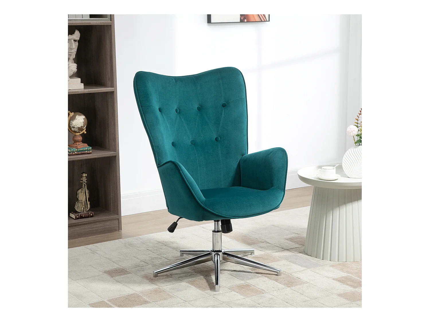 Poltroncina in velluto girevole con altezza regolabile
