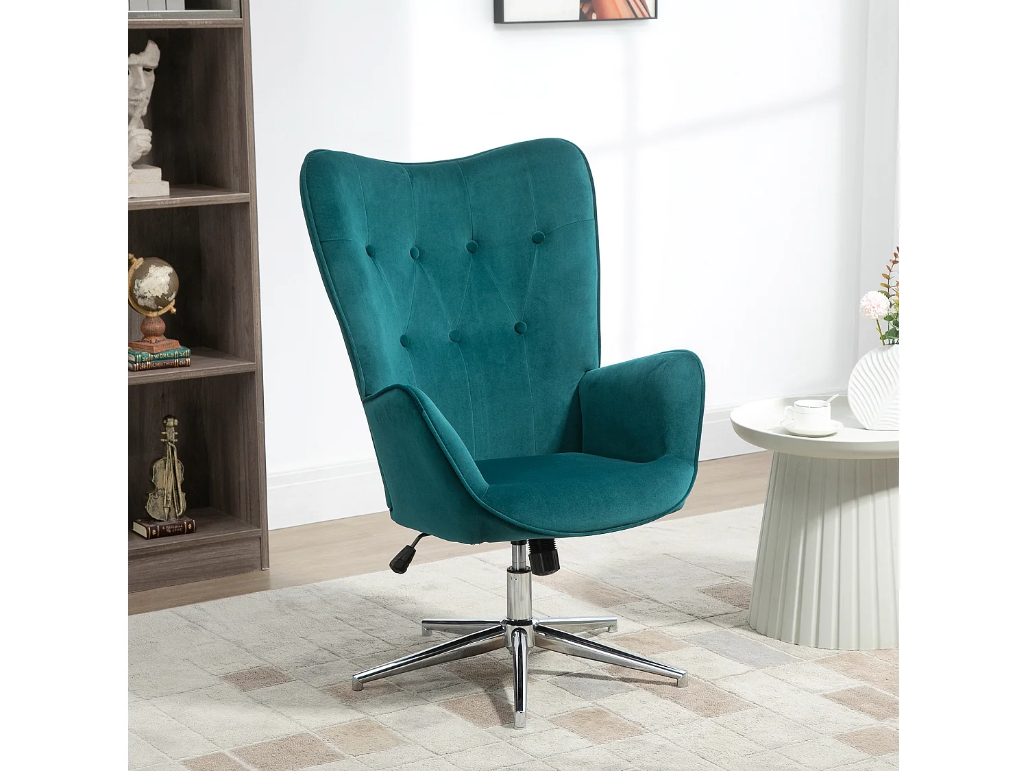 Poltroncina in velluto girevole con altezza regolabile