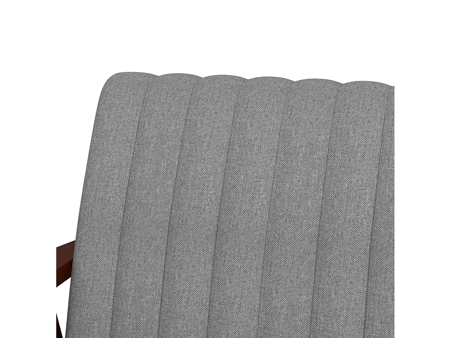 Poltrona moderna imbottita con braccioli in legno e tessuto grigio