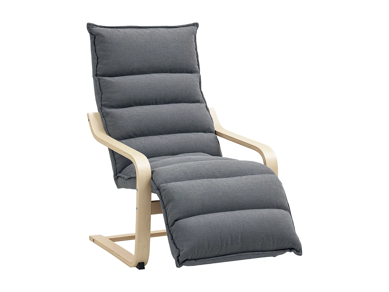 Poltrona relax con poggiapiedi regolabile in legno e velluto grigio