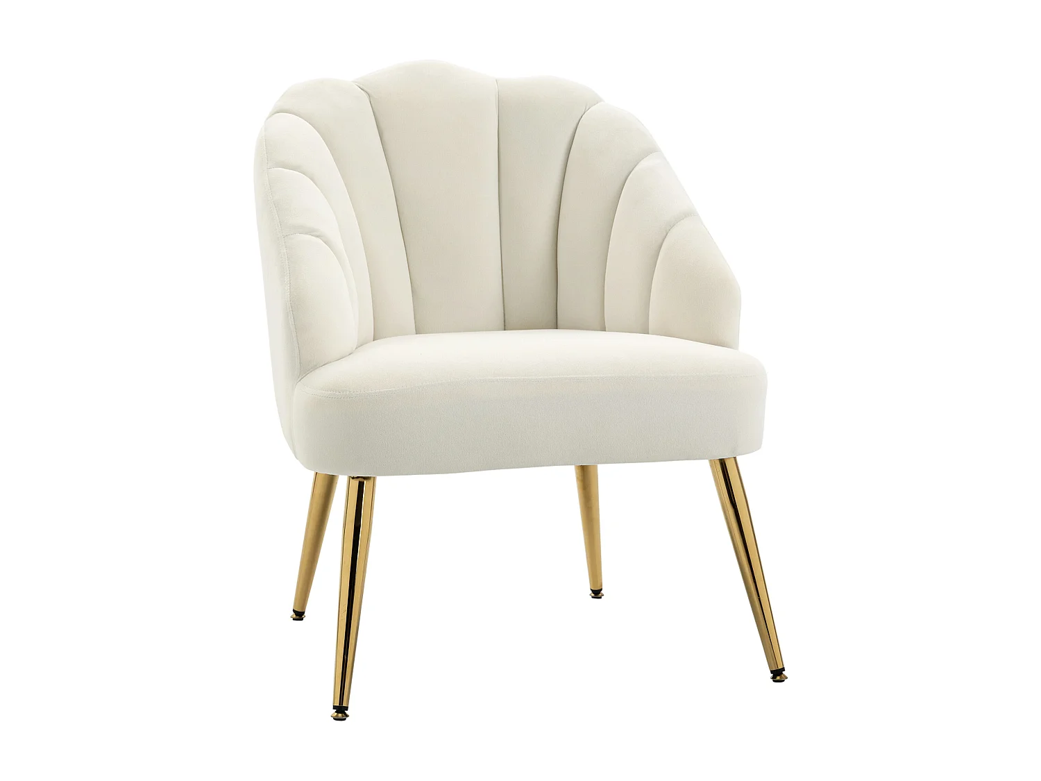 Poltroncina da camera in velluto con schienale a conchiglia