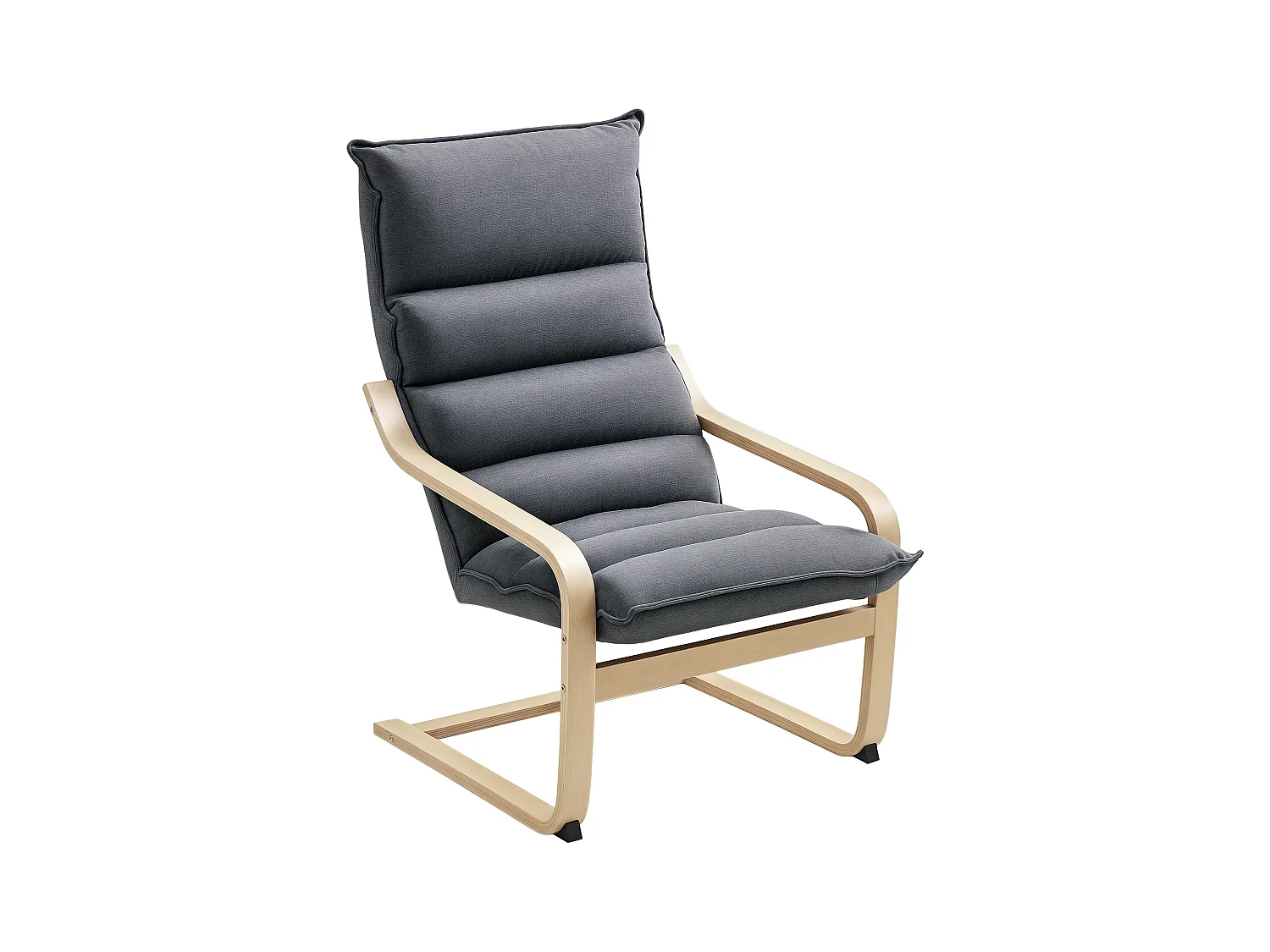 Poltrona a dondolo con cuscini spessi in velluto e legno grigio